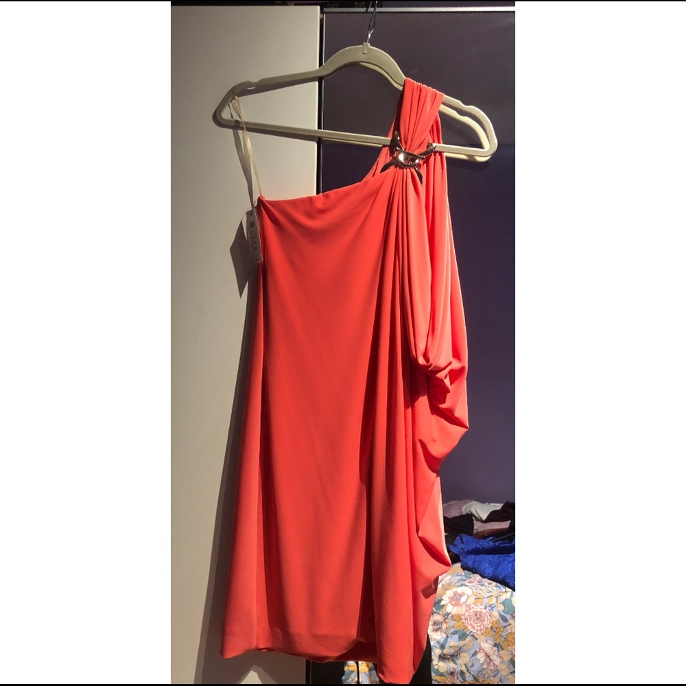 Caché one shoulder mini dress